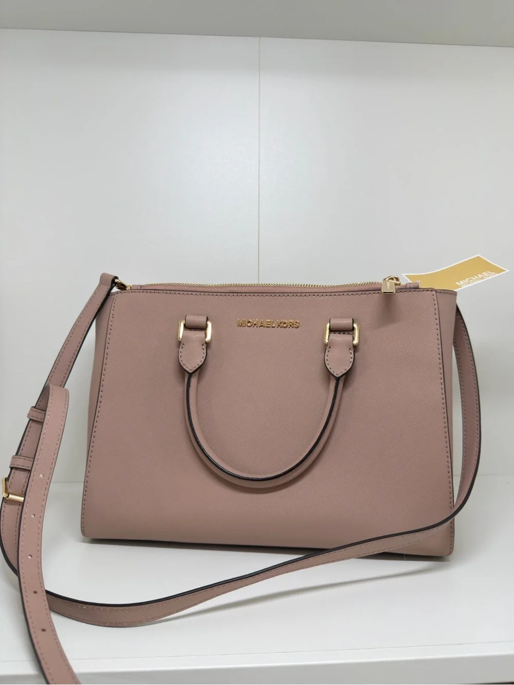 Michael Kors Pink Saffiano Convertible Satchel